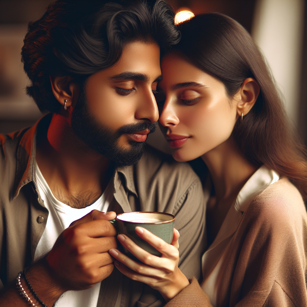 A photograph of a couple sharing a drink together, capturing the essence of their strong bond and intimate connection.