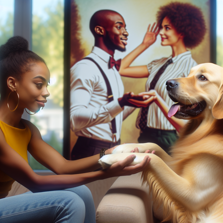 "Capture a snapshot of the evolving dynamics in modern relationships through an insightful photography of the Golden Retriever Boyfriend phenomenon."
