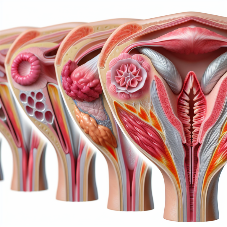 "An photography of the female reproductive anatomy, showing the aging transformations of the vaginal mucosa, the vulva, and the vestibule with detailed, realistic medical illustrations."