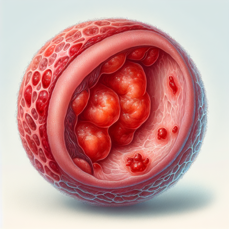 "an photography of a medical illustration showing the inflamed foreskin of a penis affected by posthitis with visible redness and swelling."