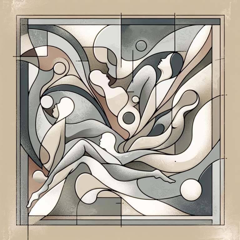 An abstract and respectful illustration depicting the concept of scatophilia, with symbolic elements representing psychological exploration and taboos, using a neutral color palette.