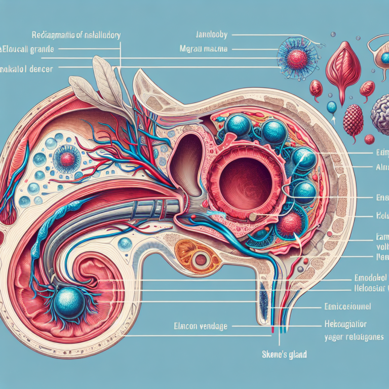 Illustration explicative de l'éjaculation féminine, montrant les glandes de Skène, une représentation anatomique du système reproducteur féminin, avec des flèches et des étiquettes pour indiquer les zones impliquées.