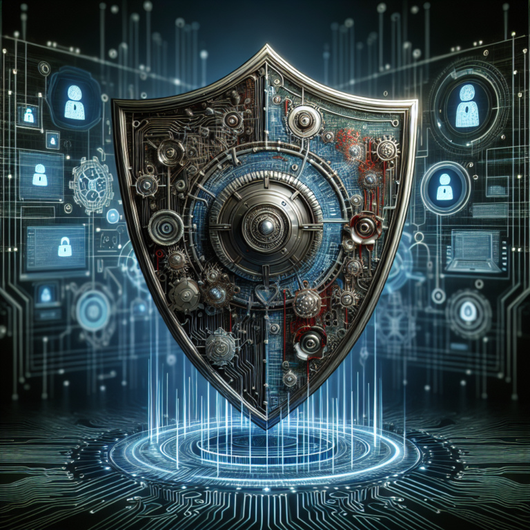 A symbolic image representing online protection for minors against pornography. The image should feature a shield symbol with digital elements like circuits or binary code, emphasizing cybersecurity and parental control in a modern tech environment.