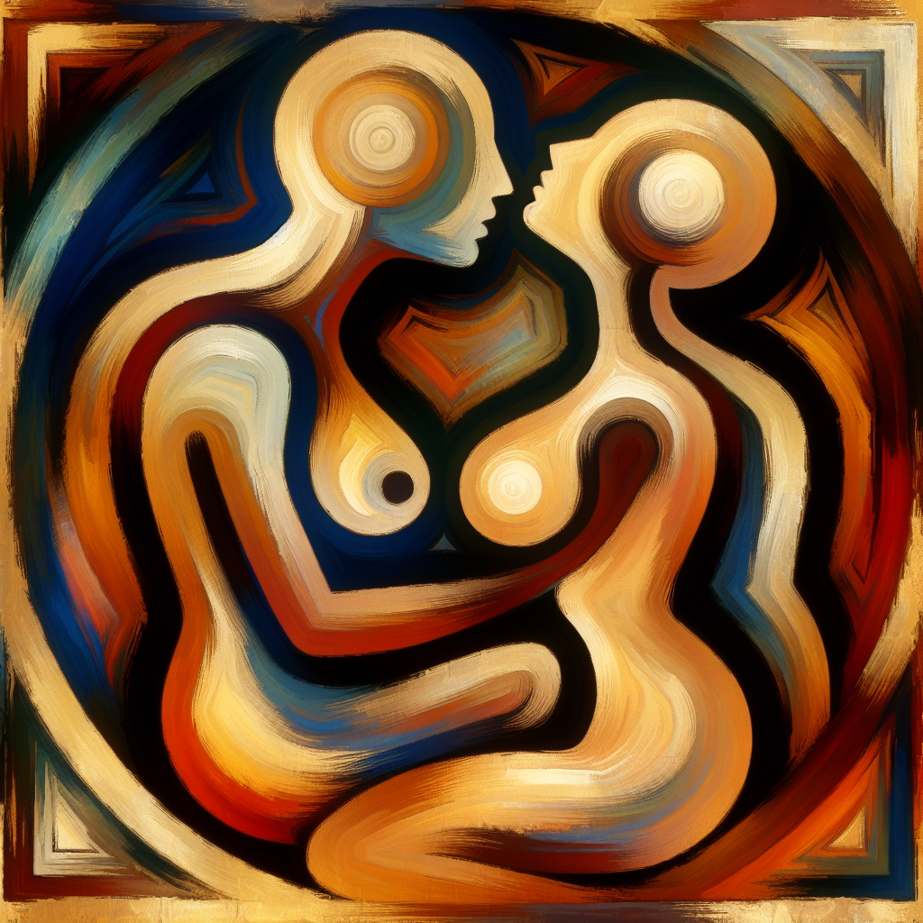 An artistic, tasteful illustration of the concept of exploring sexual wellness, showing diversity and educational aspects. The image subtly hints at intimacy and closeness, with abstract representations of human forms engaging in a respectful and positive exploration of new experiences, focusing on emotional connection and comfort.