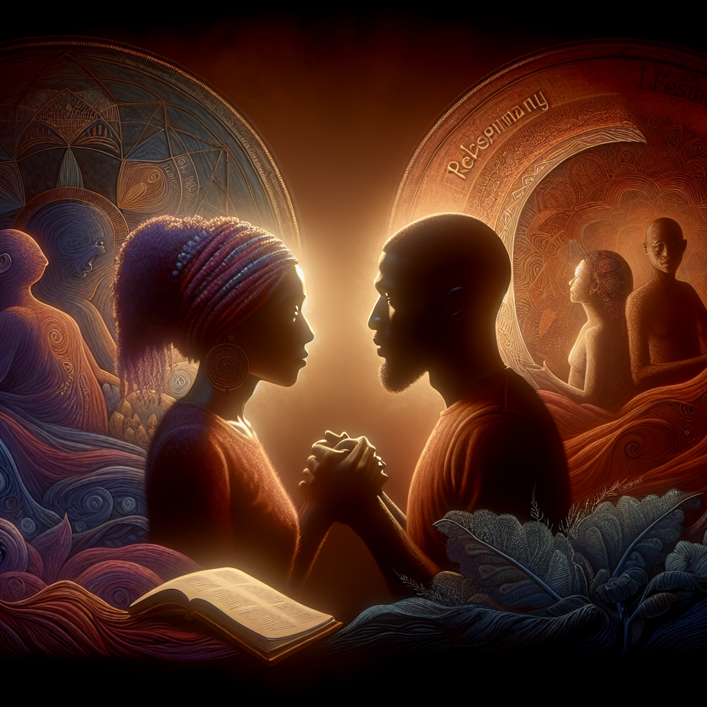 A detailed artistic representation of a couple in a warm, intimate setting, subtly illustrating trust and open communication about sexual preferencess. The mood should be inviting and respectful, focusing on comfort and consensual exploration of sexual boundaries.