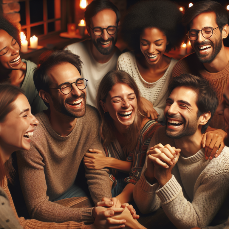 A diverse group of people engaged in non-penetrative intimate activities, expressing joy and connection, in a warm and cozy setting, with soft lighting and an emphasis on emotional exchange rather than physical penetration.