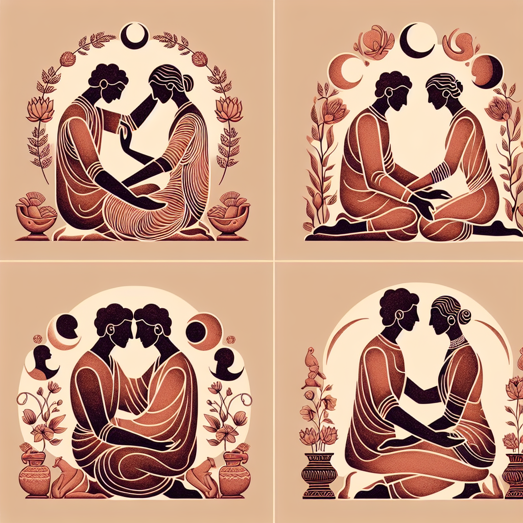 A sensual illustration showing a variety of elegant and artistic Kamasutra positions, focusing on intimacy and connection between partners.