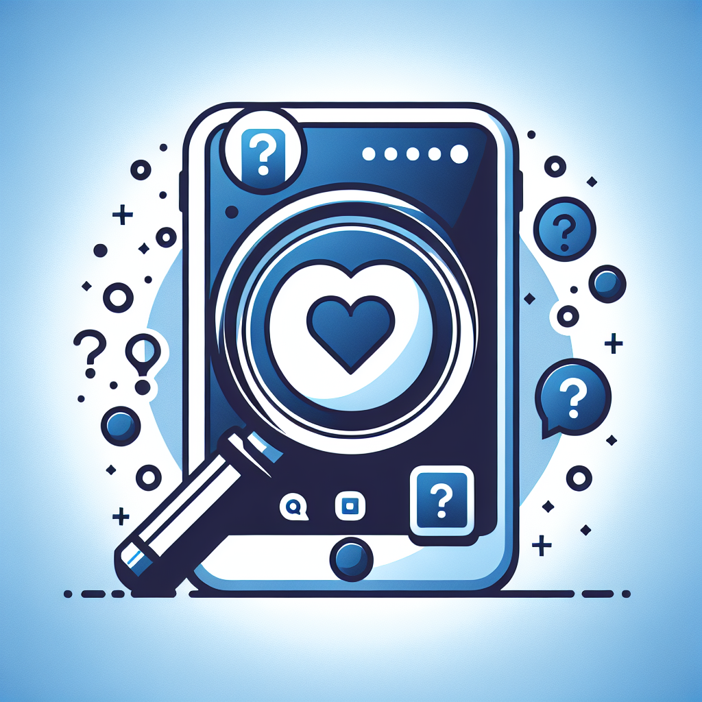 A modern digital detective theme showing a smartphone with a Tinder app icon, surrounded by magnifying glass and question marks, illustrating the investigation of online activity in a relationship context.