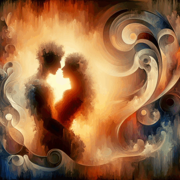 A tasteful and artistic image of a couple exploring intimacy, focusing on soft lighting and abstract shapes that hint at sensual exploration without explicit content, suggesting the theme of discovery and trust in intimate settings.