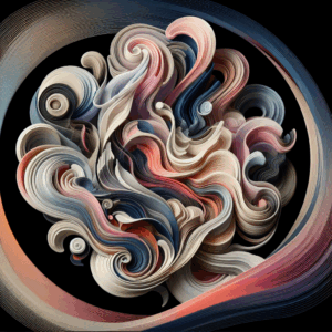 A tasteful abstract representation of feminine sexual empowerment, focusing on the intimate and complex dynamics of anal pleasure as depicted in modern, pastel colors.