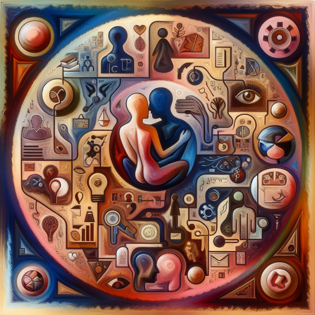 An artistic representation of a sensual and educational exploration of anal pleasure, featuring symbols of communication, consent, and intimacy in a tasteful and abstract manner.