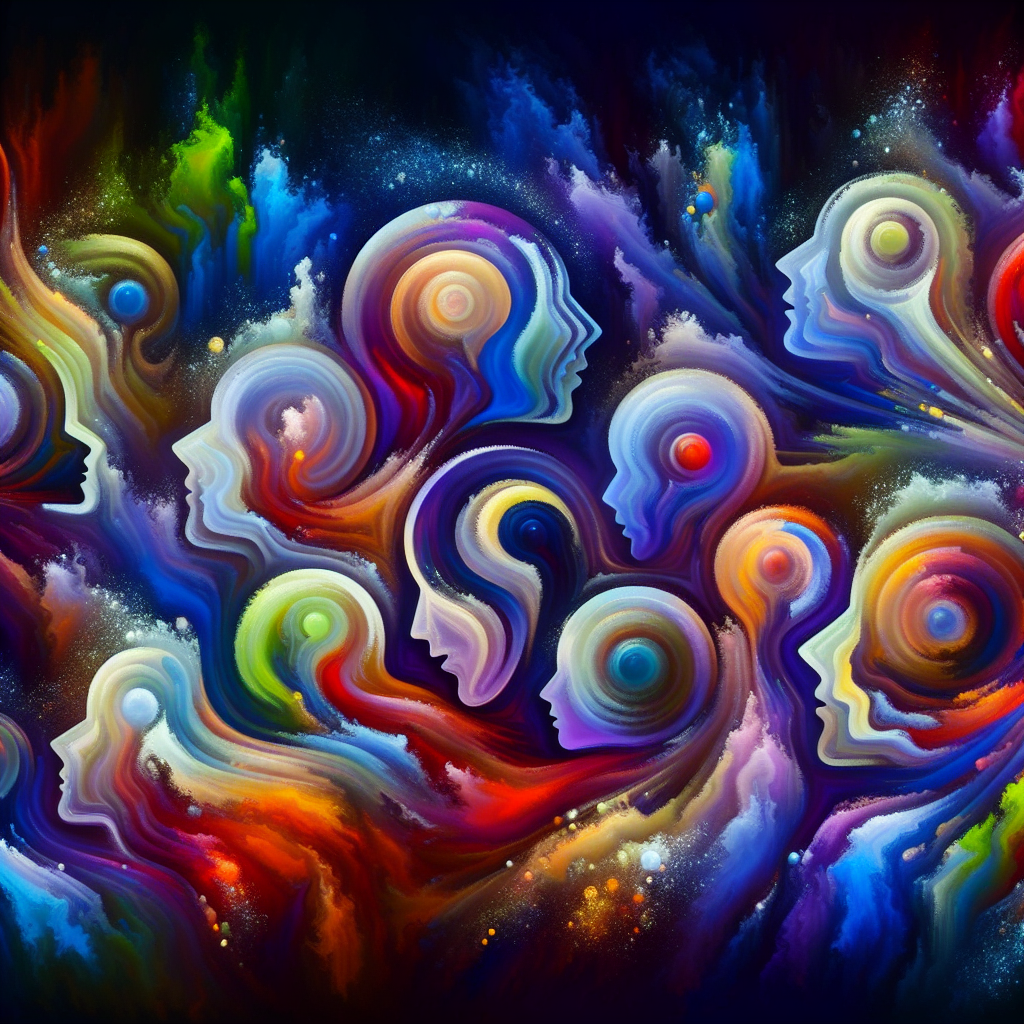 An abstract representation of human silhouettes in a state of trance and euphoria, depicted through soft gradients of vibrant colors, symbolizing the concept of prolonged pleasure and intensity in sexual practices.