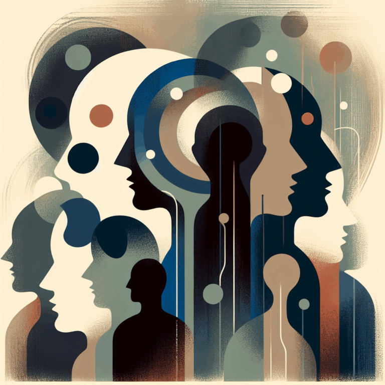 An abstract, expressive illustration depicting the shadows and faceless figures representing psychological manipulation and control, with muted colors conveying a sense of subtle deceit and confusion, suitable for an article on recognizing narcissistic manipulation tactics.