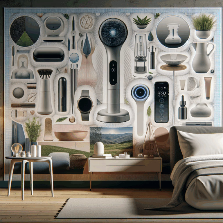 A collage of innovative and diverse sextoys, featuring sleek designs, eco-friendly materials, and futuristic technology, set against a backdrop of a modern and minimalistic bedroom, with a focus on promoting inclusivity and diversity in sexual wellness.