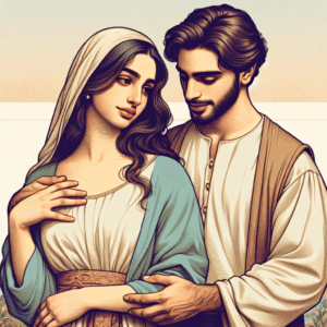 A couple supporting each other lovingly, inspired by Renaissance art, symbolizing mutual growth and support in a relationship.
