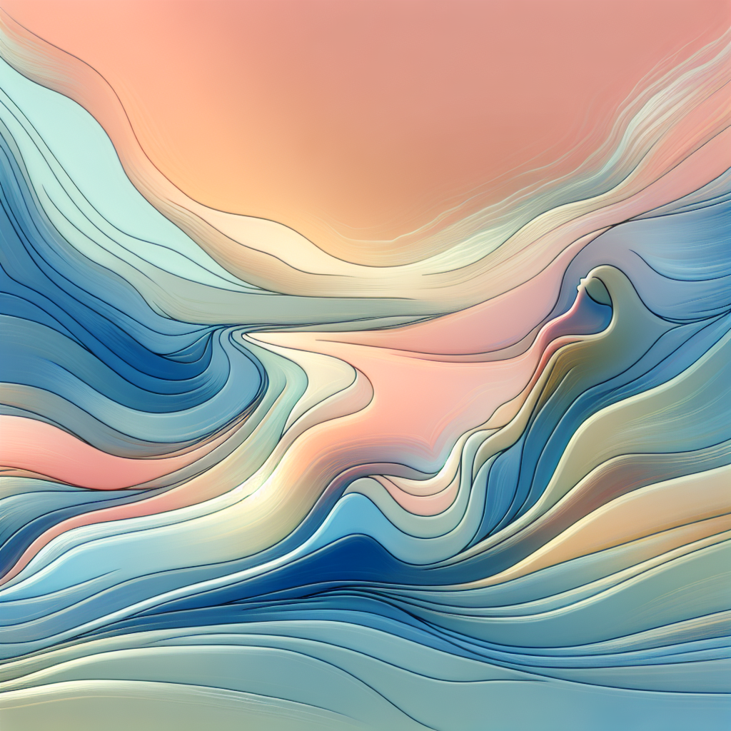 A serene, sensual scene depicting an abstract interpretation of extended pleasure. The image should capture a state of trance and euphoria, using soft, flowing lines and gentle pastel colors to convey the concept of prolonged anticipation and satisfaction.