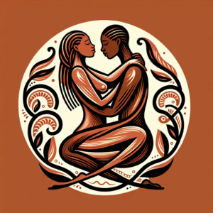 A sensual illustration of the coquillage sexual position, depicting an intimate and elegant embrace with artistic hints of the Kama Sutra style. The scene should convey sensuality, connection, and the graceful lines of bodies in harmony, with a soft and warm color palette.