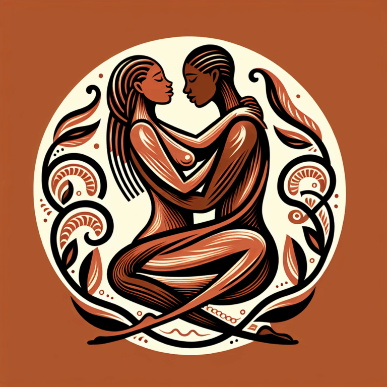 A sensual illustration of the coquillage sexual position, depicting an intimate and elegant embrace with artistic hints of the Kama Sutra style. The scene should convey sensuality, connection, and the graceful lines of bodies in harmony, with a soft and warm color palette.