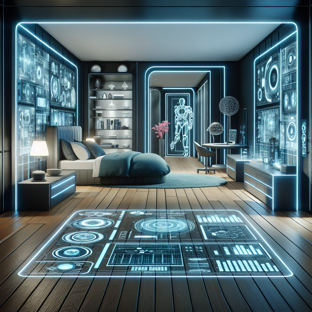 A futuristic and innovative bedroom scene showcasing a variety of advanced and stylish sex toys, including high-tech devices with sleek designs, emphasizing modern pleasure and technology.