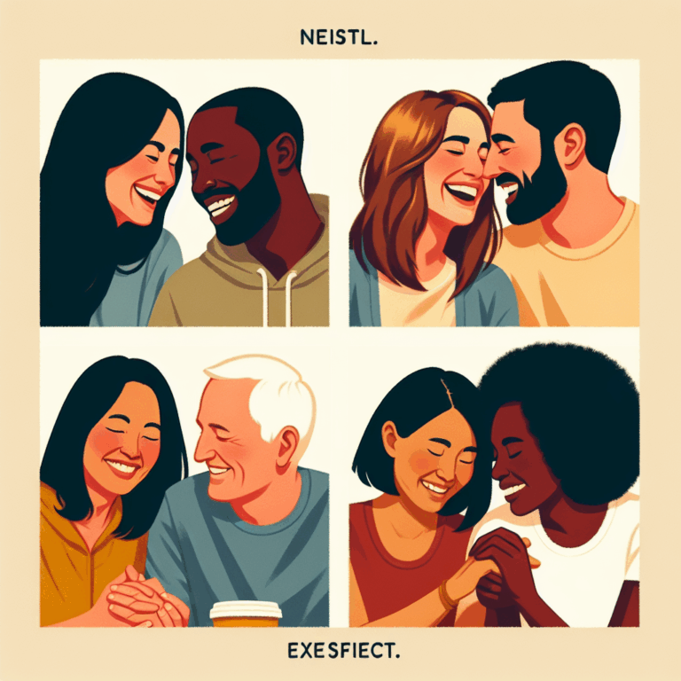 A thoughtful illustration showing diverse couples enjoying intimate and joyful moments without penetration, highlighting connection, communication, and shared pleasure.
