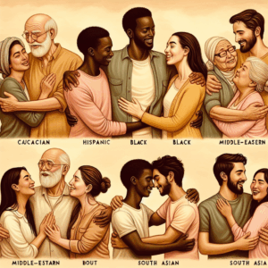 An artistic depiction of diverse individuals engaging in non-penetrative intimacy, emphasizing connection and mutual pleasure, with a soft, warm color palette to evoke feelings of comfort and inclusivity.