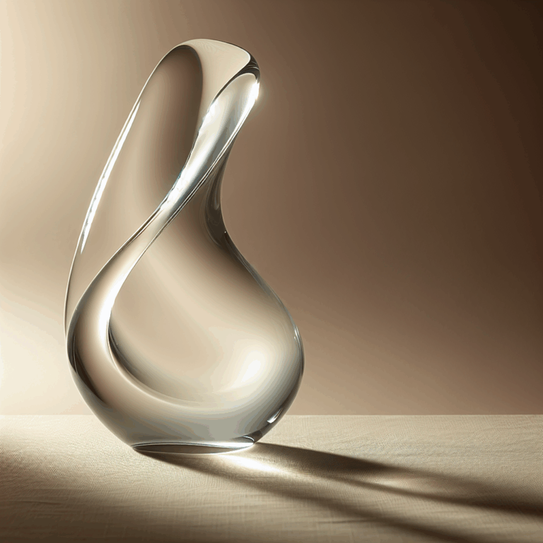 A beautifully crafted glass dildo, elegant and aesthetic, with soft lighting accentuating its smooth and curved surface, surrounded by a subtle, sensual backdrop.