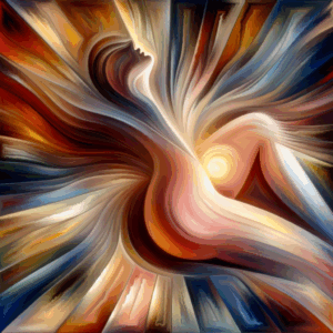 An abstract representation of the concept of 'gooning', illustrating the nuance of prolonged pleasure and euphoric trance in a sensual way, with soft colors and subtle imagery.