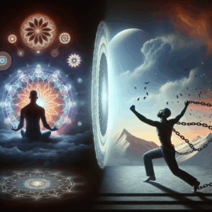A symbolic illustration of a person breaking chains, representing liberation from psychological manipulation, with a dark, oppressive background transitioning to a brighter, more hopeful scene.