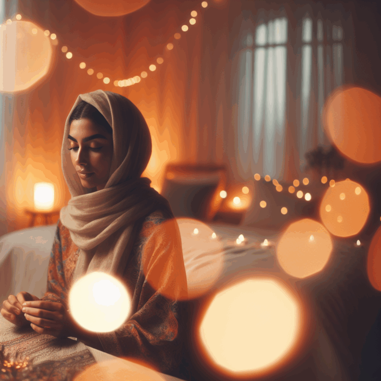 A serene, soft-focus image of a woman in a peaceful, intimate setting, such as a cozy bedroom, gently exploring self-love and pleasure with a look of relaxation and empowerment, surrounded by warm, natural lighting.