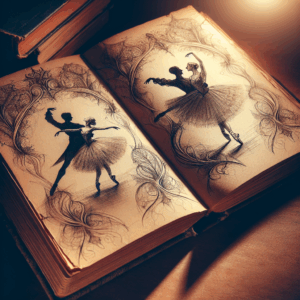 A beautifully illustrated book of the Kamasutra open to a page showing a couple in various intimate positions, with soft lighting and a romantic ambiance.