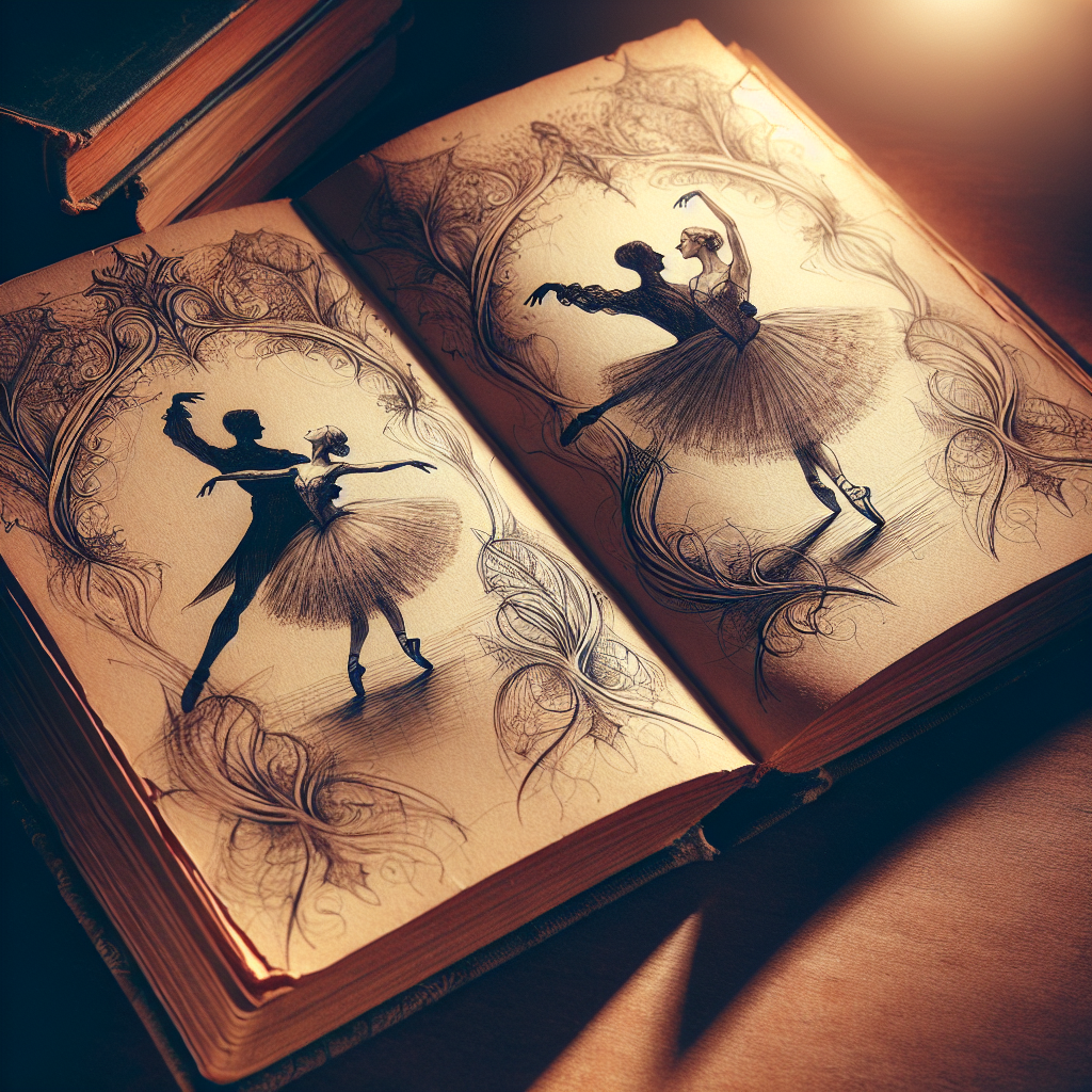 A beautifully illustrated book of the Kamasutra open to a page showing a couple in various intimate positions, with soft lighting and a romantic ambiance.