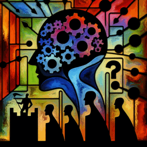 A psychological concept illustration depicting manipulation and control, showing silhouetted figures with speech bubbles representing manipulative phrases, against a backdrop symbolizing mental resilience and protection.