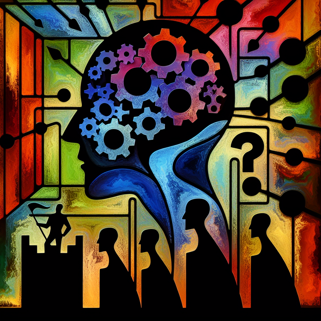 A psychological concept illustration depicting manipulation and control, showing silhouetted figures with speech bubbles representing manipulative phrases, against a backdrop symbolizing mental resilience and protection.