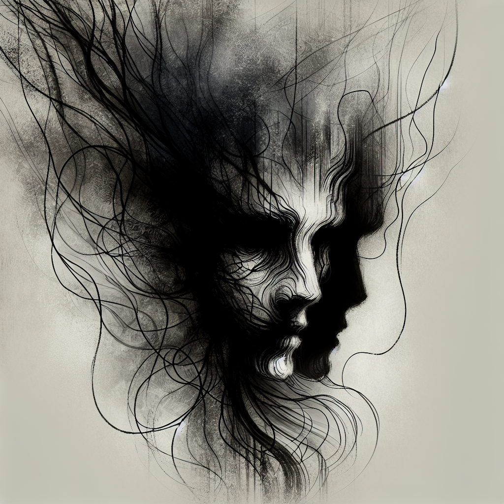 An abstract, thought-provoking illustration symbolizing emotional manipulation, featuring shadows, tangled threads, and ghostly faces to represent hidden intentions and psychological traps.