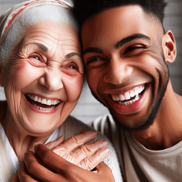 A couple of different ages sharing a joyful moment, illustrating love beyond age differences, in a candid and heartwarming photo.