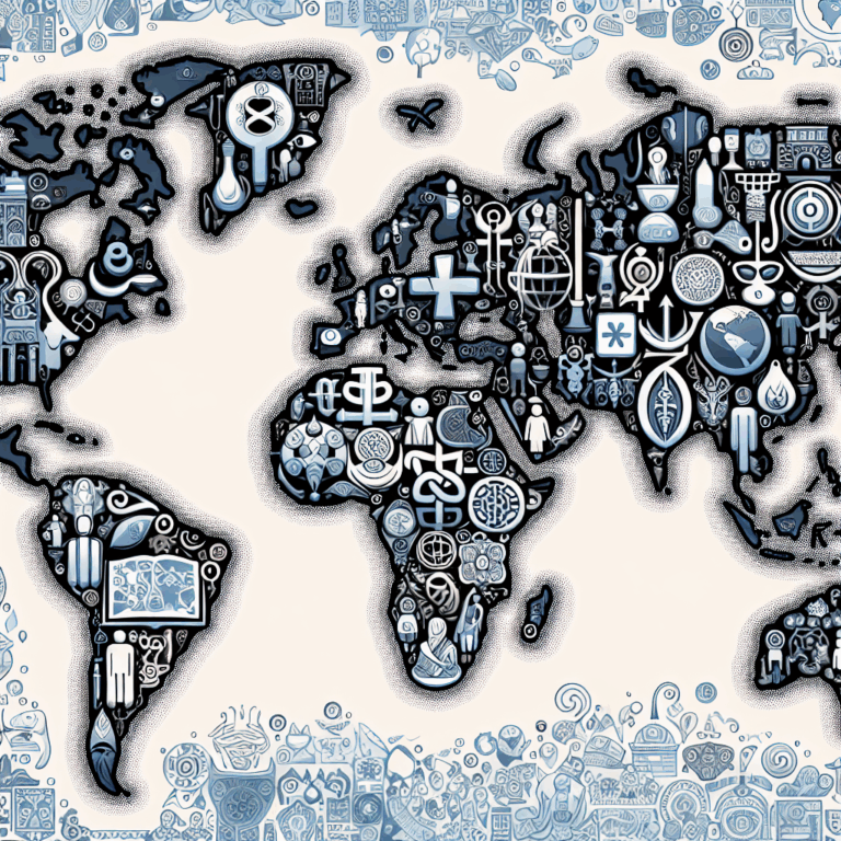 An artistic illustration representing various cultural and unconventional sexual practices around the world, showcasing elements like BDSM, role play, and other intriguing themes, with a world map background.