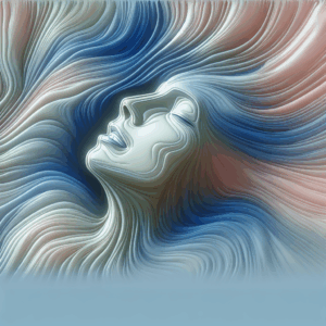 A sensual and artistic representation of a person experiencing deep relaxation and euphoria, embodying the concept of prolonged pleasure in a minimalist, abstract style.