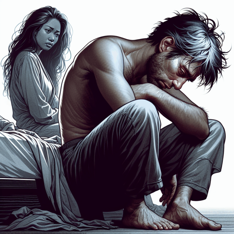 An emotional scene depicting a person feeling vulnerable after a breakup, while someone else hovers nearby with a predatory gaze, symbolizing emotional manipulation. The atmosphere is tense and captures the essence of emotional vulnerability.