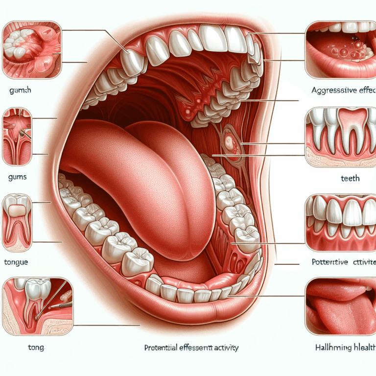 A subtle and educational illustration showing a medical concept related to oral practices, focusing on the anatomy of the mouth and potential effects of vigorous activities, rendered in a tasteful and informative style.