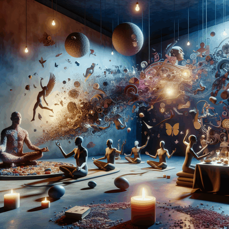 An artistic representation of people exploring self-pleasure through the technique of gooning, featuring an intimate and serene setting with soft lighting and abstract elements symbolizing prolonged pleasure and euphoria.