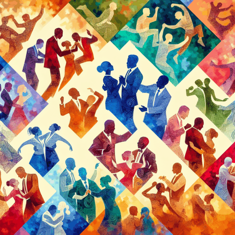 A diverse and colorful artistic illustration of various couples enjoying different positions from the Kamasutra in an elegant and tasteful manner, capturing a mix of sensual and joyful expressions.