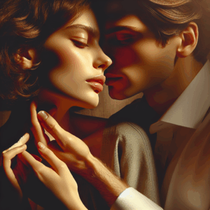 A sensual and artistic depiction of the "mating press" position, showcasing intimacy and connection. A soft, warm color palette with subtle shadows enhancing the tender and intimate atmosphere between partners.
