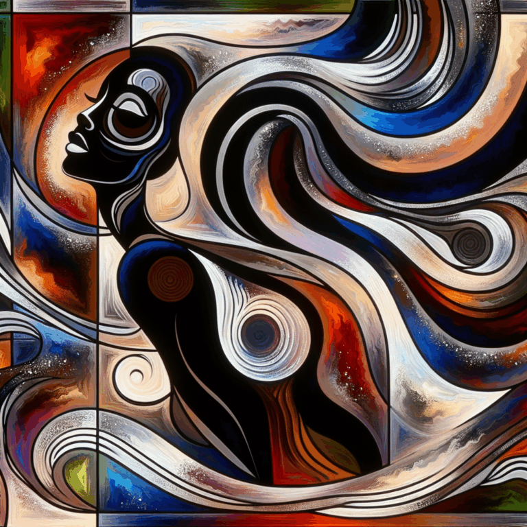 A confident woman expressing her sexuality, surrounded by abstract representations of fantasies and desires, in a modern, empowering art style.