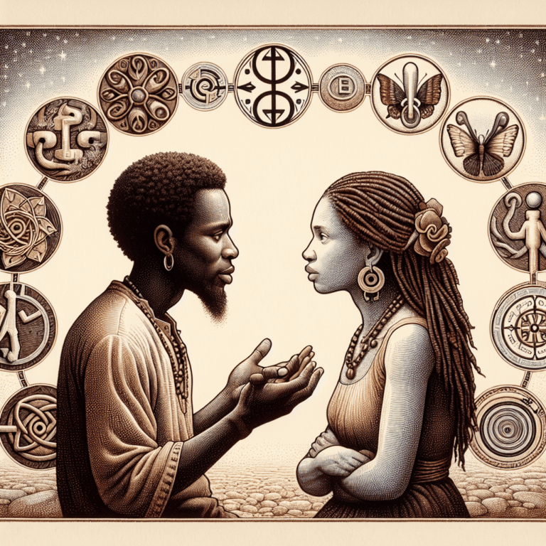 A thoughtful illustration portraying a couple discussing openly, surrounded by symbols of openness and intimacy. The focus is on understanding and embrace of diverse sexual practices, set in a warm, inviting atmosphere.