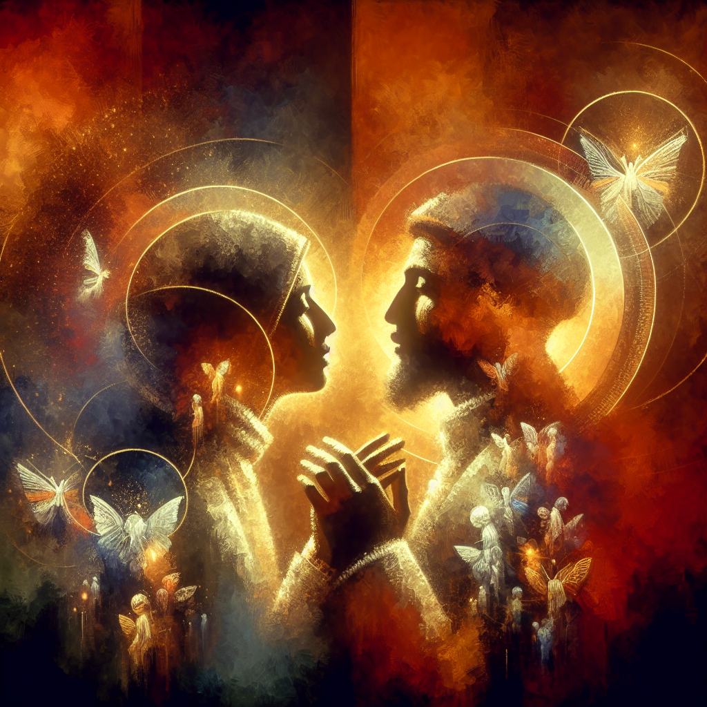 An artistic and tasteful depiction of a couple exploring intimate moments with a focus on trust and mutual pleasure, using warm colors and soft lighting reminiscent of a romantic setting.
