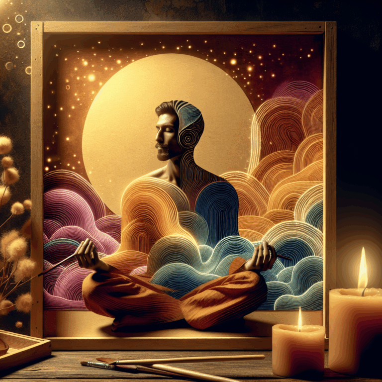 An artistic depiction of a serene and intimate setting with subtle, warm lighting. The focus is on a person engaging in a meditative, almost transe-like state, symbolizing the concept of prolonged pleasure and self-discovery, with abstract, gentle waves of color reflecting sensory stimulation.