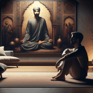 A serene and intimate scene showing a person in a relaxed setting, focusing on self-exploration, creating an ambiance of tranquility and intensity. The image should convey a sense of calm and prolonged pleasure, with soft lighting and muted colors to enhance the peaceful mood.