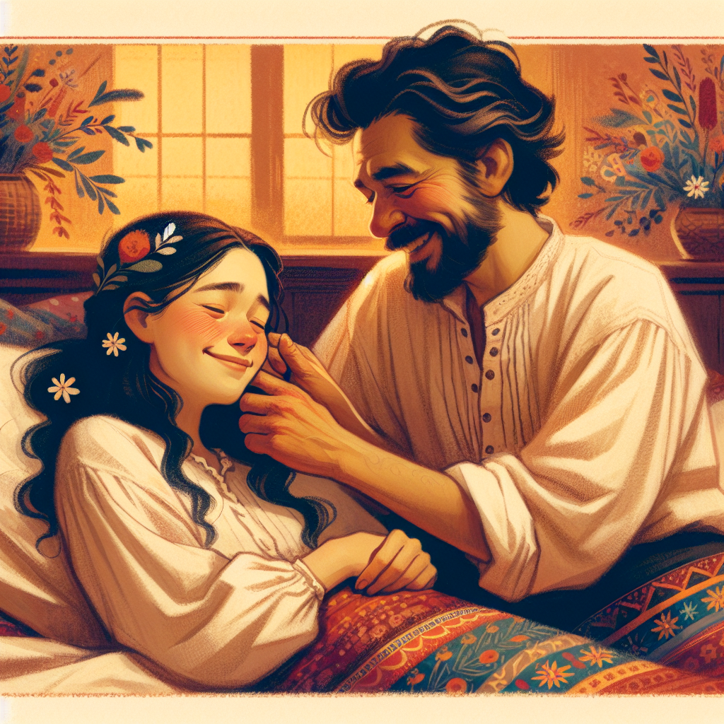 An artistic representation of the concept of knismolagnie, showcasing a playful and intimate scene of gentle tickling between two people, highlighting the concept of sensory pleasure and emotional connection.